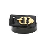 Christian Dior Black Logo Belt - Size 80