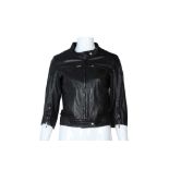 Fendi Selleria Black Leather Biker Jacket - Size 40