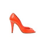 Chanel Orange CC Peep Toe Heeled Pump - Size 37