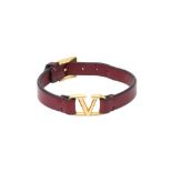 Valentino Burgundy Vlogo Signature Bracelet