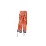 Escada Orange Silk Print Palazzo Trouser - Size 36