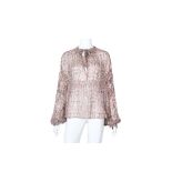 Chanel Multi Silk Print Tie Neck Blouse - Size 36