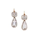 A pair of rock crystal pendent earrings, early to mid 19th century