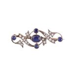 A sapphire and diamond brooch, circa 1895