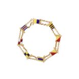 Benzie | A gold and enamel nautical flag bracelet, 1963