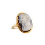 A doubled portrait agate cameo ring, circa 1800