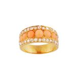 λ A coral and diamond ring