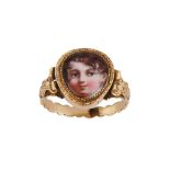 A Swiss enamel ring, mid 19th century
