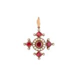 A mid 19th century pearl and garnet jewel