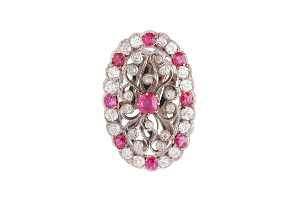 A ruby and diamond clip, early 20th century