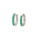 A pair of emerald hoop earrings
