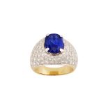 A sapphire and diamond dress ring