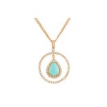 A turquoise and diamond pendant necklace