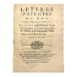 Law (John) Lettres Patentes du Roy. Donnees a Paris au mois d'Aout 1717