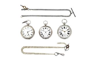 3 POCKET WATCHES. SILVER.
