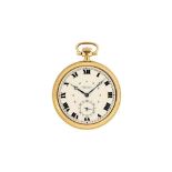 LONGINES OPEN-FACE POCKET WATCH. 18K YELLOW GOLD.