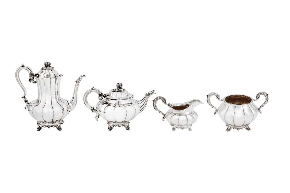 A closely matched Victorian sterling silver four-piece tea and coffee service