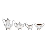 A closely matched Victorian sterling silver four-piece tea and coffee service