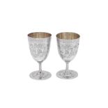 A pair of late 19th century Ottoman Turkish 900 standard silver wine goblets, circa 1890 Tughra of S