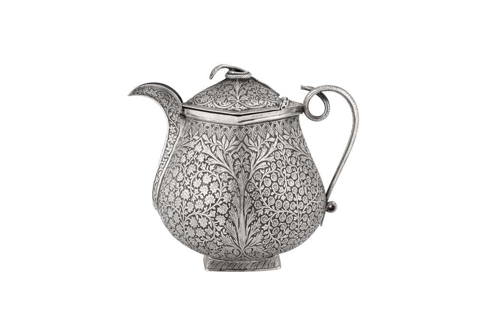 A late 19th century Anglo – Indian unmarked silver teapot, Kashmir circa 1890 - Image 2 of 3