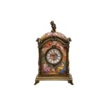 A late 19th century Austrian 950 standard silver gilt and enamel timepiece or clock, Vienna circa 18