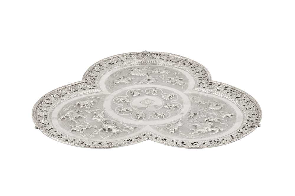 A late 19th / early 20th century Anglo – Indian unmarked silver tea tray, Bombay circa 1900