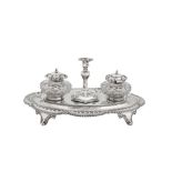 A Victorian sterling silver inkstand, Sheffield 1865 by Henry Wilkinson and Co