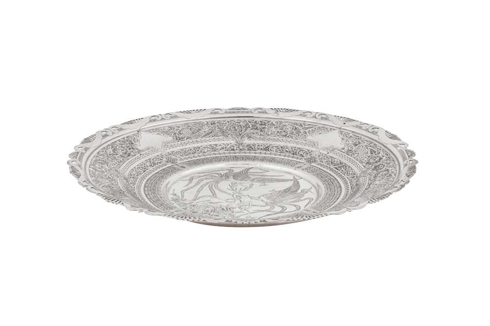 A late 20th century Persian (Iranian) silver fruit dish or charger, Tabriz dated 1998 retailed by Va - Image 2 of 3