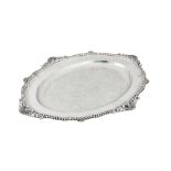 A large George IV sterling silver meat dish, London 1824 by John Houle
