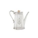 A Victorian sterling silver coffee pot, Sheffield 1872 by White, Henderson and Co