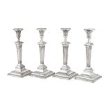 A set of four George III sterling silver candlesticks, Sheffield 1788 by Samuel Roberts and Co (prob