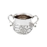 A Charles II sterling silver porringer or caudle cup, London 1678 by RN crowned, probably for Richar