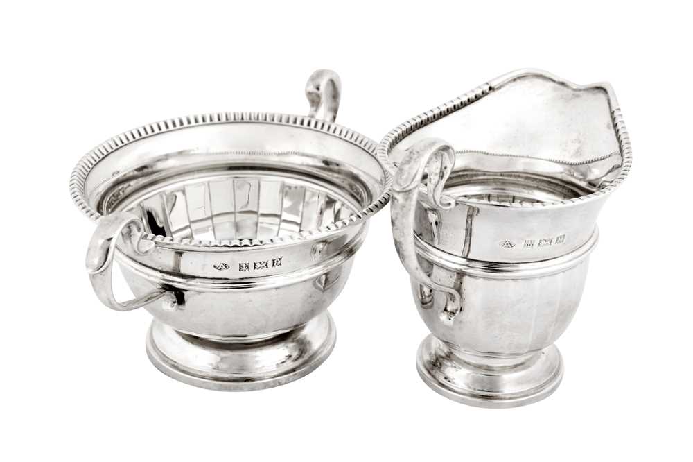 A cased Elizabeth II sterling silver three-piece tea service, Birmingham 1954 by Adie Brothers - Image 5 of 6