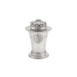A George V ‘Arts and Crafts’ sterling silver covered goblet, London 1915 by Omar Ramsden & Alwyn Car