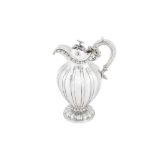 A William IV sterling silver claret jug or ewer, London 1830 by messrs Barnard