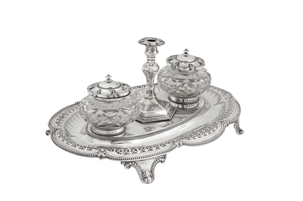 A Victorian sterling silver inkstand, Sheffield 1865 by Henry Wilkinson and Co - Image 2 of 4