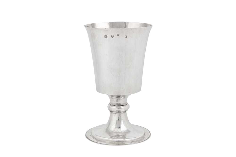 A large Commonwealth sterling silver communion cup, London 1658 by TH ligatured between three mullet - Image 2 of 3