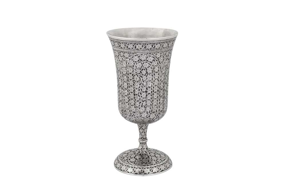 A late 19th century Anglo – Indian unmarked silver goblet, Kashmir circa 1880 - Image 3 of 3