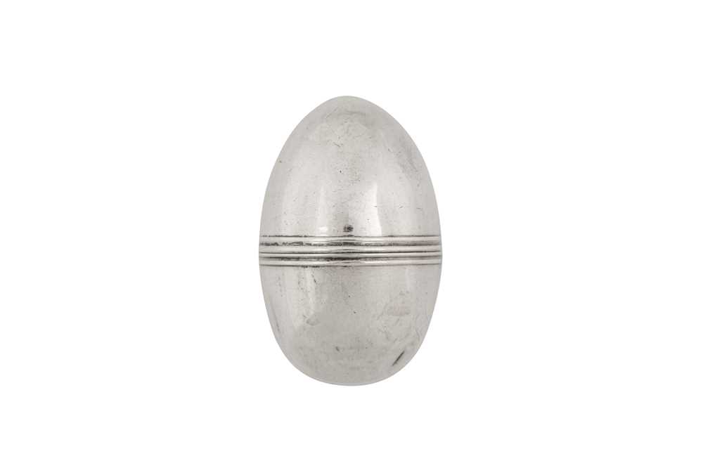 A George III sterling silver nutmeg grater, London 1794 by Samuel Meriton II