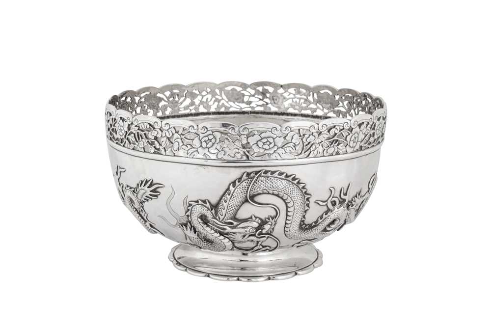 A late 19th century Chinese Export silver bowl, Shanghai circa 1890 by Kun He retailed by Wang Hing