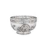 A late 19th century Chinese Export silver bowl, Shanghai circa 1890 by Kun He retailed by Wang Hing