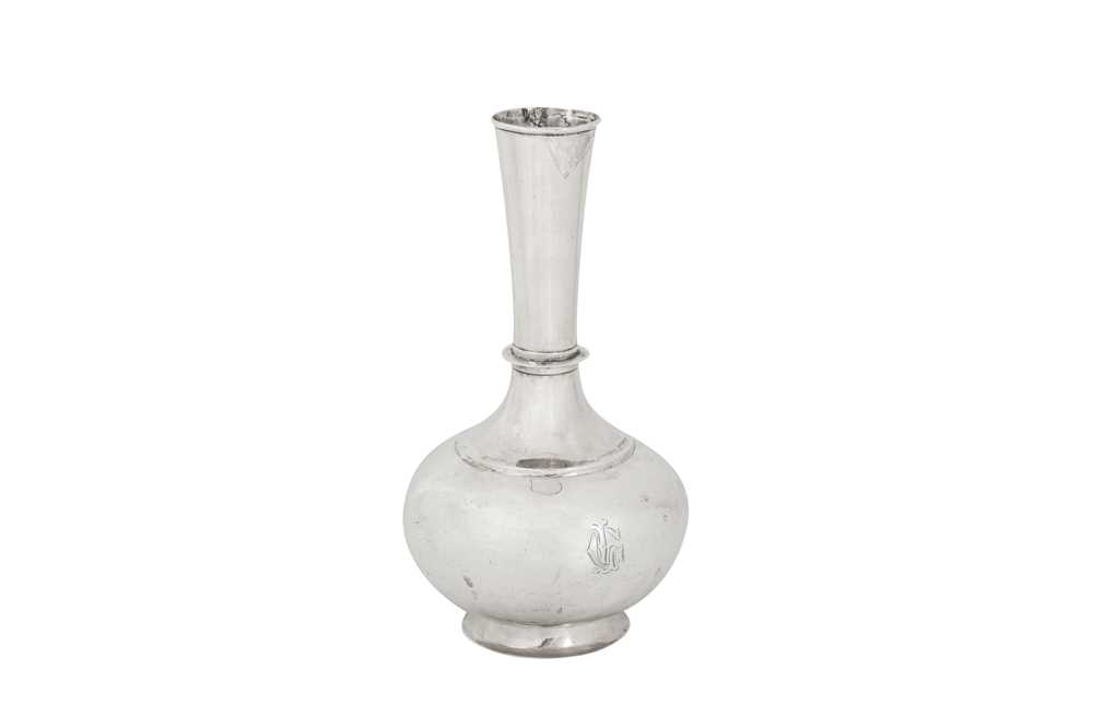 A mid-19th century Anglo-Indian unmarked silver bottle (surhai), Madras circa 1860