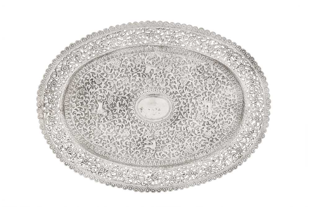A late 19th century Anglo – Indian unmarked silver tea tray, Cutch circa 1890