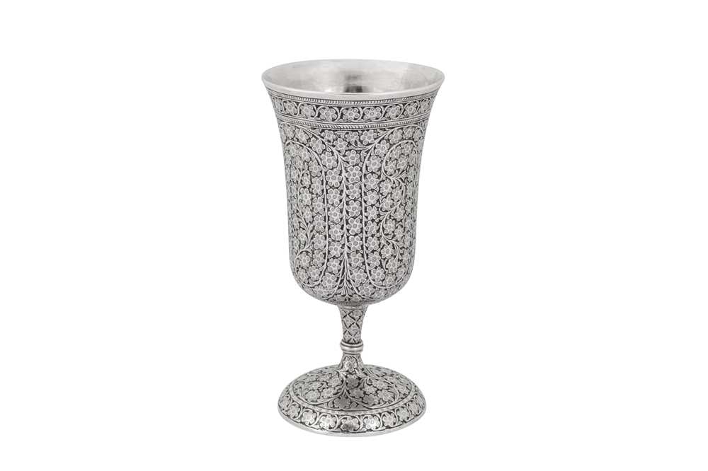 A late 19th century Anglo – Indian unmarked silver goblet, Kashmir circa 1880
