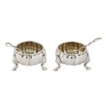 A pair of George II sterling silver salts, London 1734 by James Stone (reg. 14th April 1726)