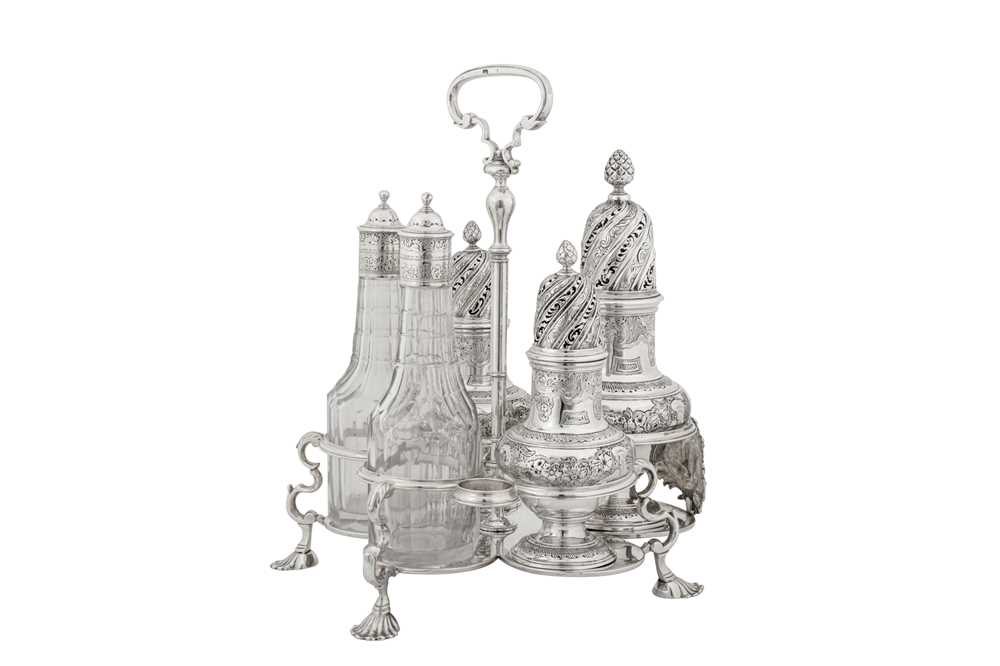 A good George II sterling silver Warwick cruet, London 1744 by George Hindmarsh (first reg. 6th July - Image 3 of 9