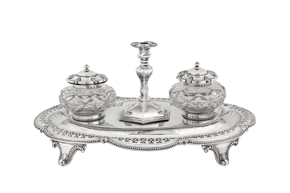 A Victorian sterling silver inkstand, Sheffield 1865 by Henry Wilkinson and Co - Image 3 of 4