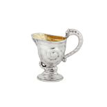 A Victorian sterling silver cast cream jug, London 1871 by Hunt and Roskell