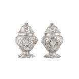 A pair of early George III sterling silver tea caddies, London 1763 by Samuel Taylor (reg. 3rd May 1