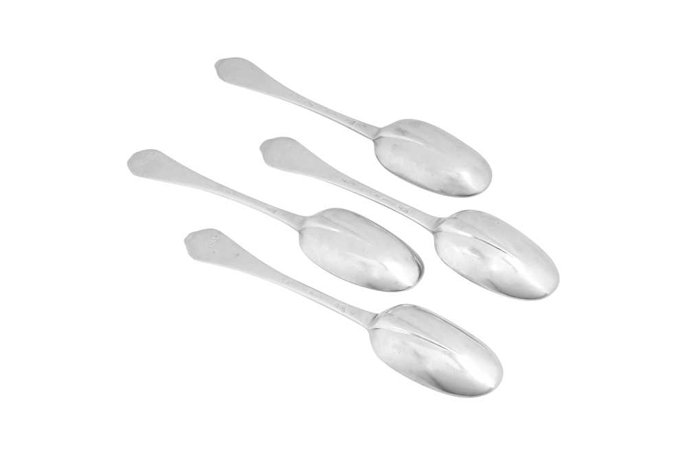 Four Queen Anne Britannia standard silver tablespoons, London 1702 by Isaac Davenport